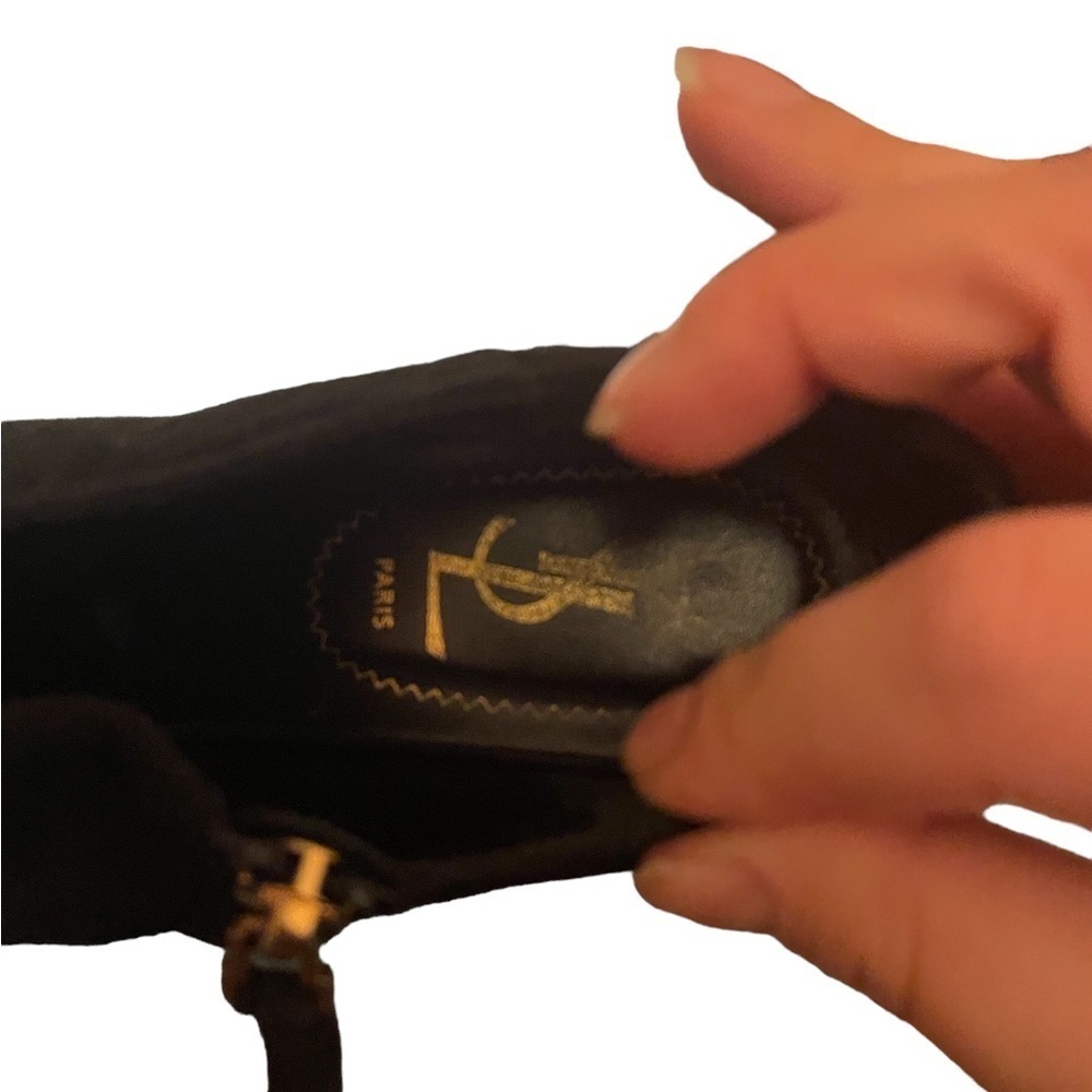 YSL BLACK SUEDE PLATFORM ANKLE BOOTIES - Picture 2 of 8